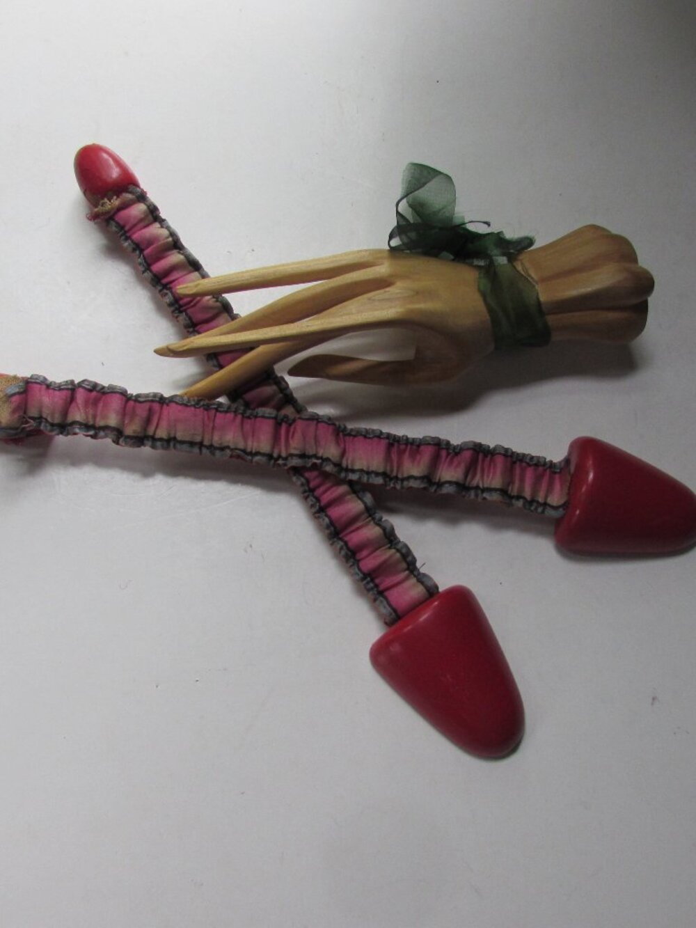 Vintage Shoe Lasts Ribbon Bedecked Pink & Red